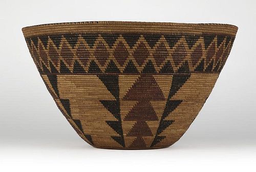 A large Mono/Paiute polychrome basket