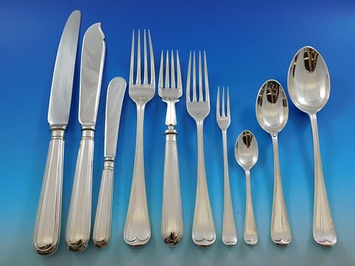 Thread Edge by James Robinson Sterling Silver Flatware Dinner Service 84 pieces