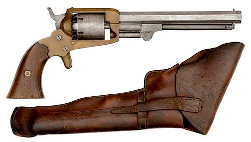 Extremely Rare Confederate Cofer Third Type Revolver in its Original Holster Captured by 11th Maine Captain S.H. Merrill 