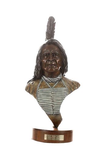 Ralph Roybal (1955-) "Red Cloud" Bronze c. 1986