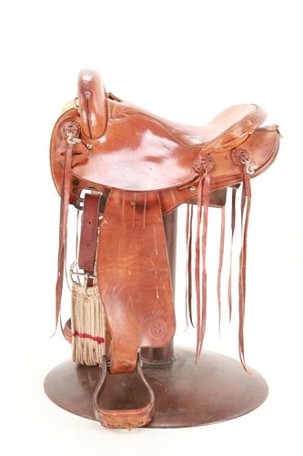 Buckin' Bronco Leather Saddle Stool Sharon Soare