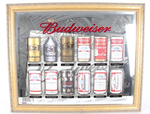 Budweiser History Beer Cans Mirrored Advertisement