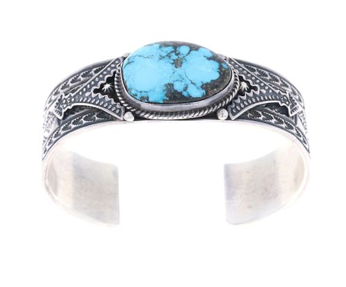 Navajo Darrell Cadman Silver & Turquoise Bracelet