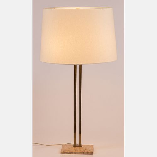 A Mid Century Modern Brass and Rouge Marble Table Lamp