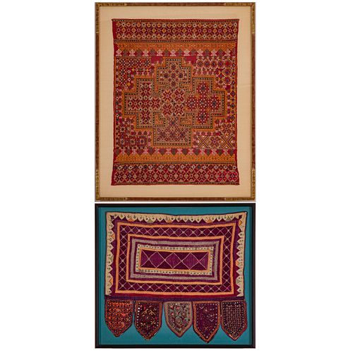 Two Framed Rabari Embroidery Designs