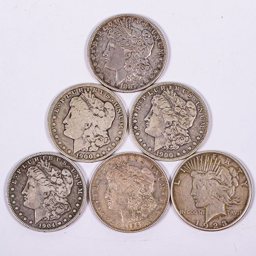 Six U.S. Silver Dollar Coins