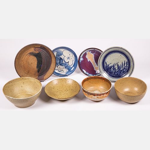 A Group Of Studio Pottery Plates and Bowls