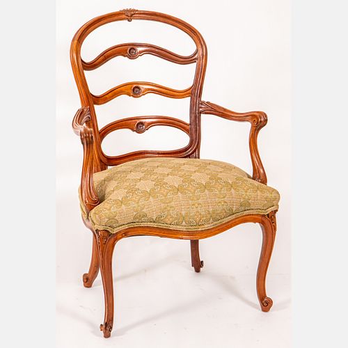 Louis XV Style Carved Beech Wood Fauteuil