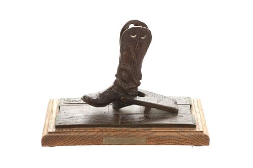Chas Weldon "Bootjack and Boot," Bronze Sculpture
