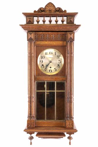 19th C. Germain Le Creusot Oak Ornate Wall Clock