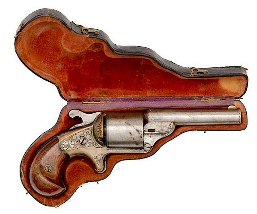 Moore Teat Fire Revolver in Original Pipe Leather Casing 