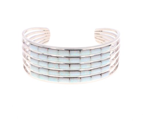 Zuni Anson & Leticia Sterling Silver Opal Bracelet