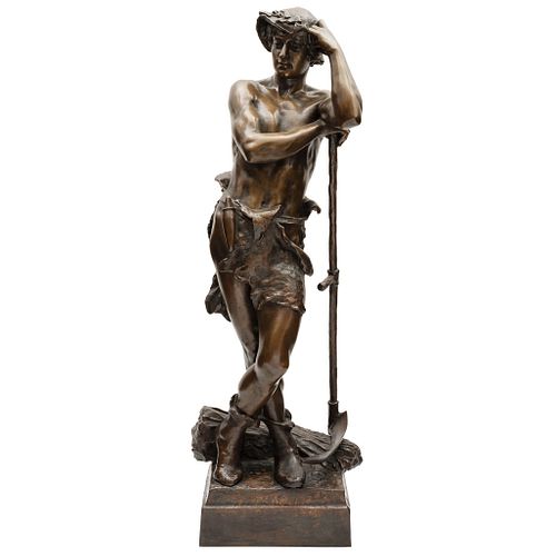 EUGÈNE MARIOTON  FRANCIA, (1857-1933)  SEGADOR  Fundición en bronce  Firmada: Eug. Marioton. 105 cm de alto.