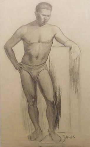 Einar Arvid Barck: Male Figure Study with Podium