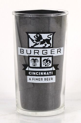 1959 Burger Beer 4¼ Inch Tall Straight Sided ACL Drinking Glass Cincinnati, Ohio
