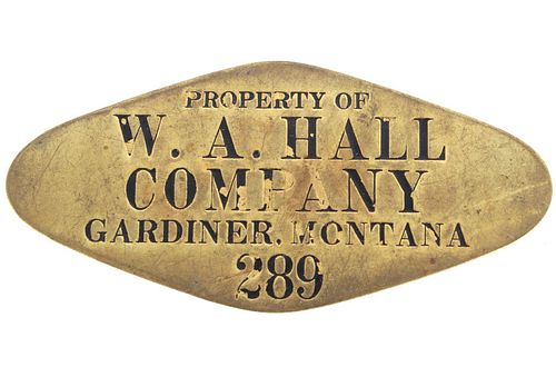 W.A. Hall Company Brass Placard c.1930s - 1940s