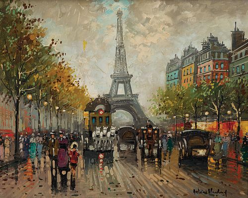 Antoine Blanchard, Fr. 1910-1988, Eiffel Tower, Oil on canvas, framed