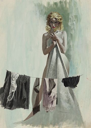 Robert McGinnis, Am. b. 1926, Exit Dying, Watercolor and gouache on board, framed under glass