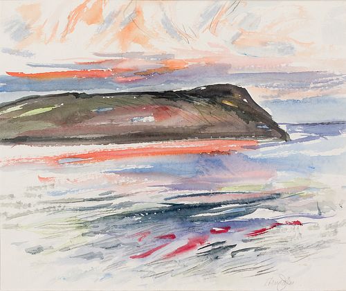 Elena Jahn, Am. 1938-2014, Blackhead, c. 1970, Watercolor on paper, framed under glass