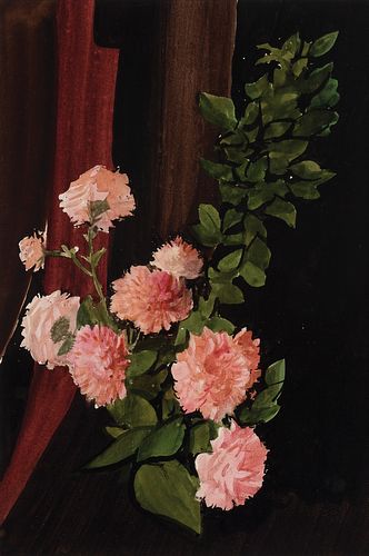 Stow Wengenroth, Am. 1906-1978, Carnations, Watercolor on paper, framed under glass