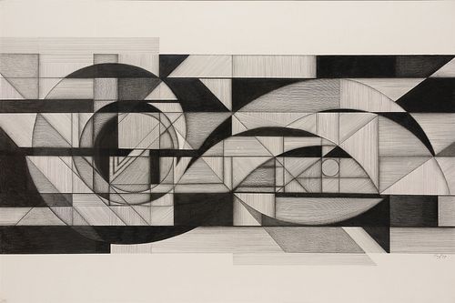 Seymour Fogel, Am. 1911-1984, Untitled, 1979, Pencil on board, framed under glass