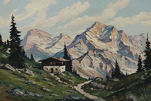 HIGH MOUNTAIN LANDSCAPE OIL PAINTING