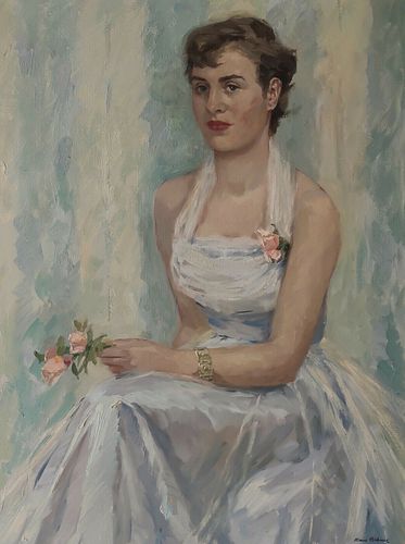 BRIDE & ROSES OIL PAINTING
