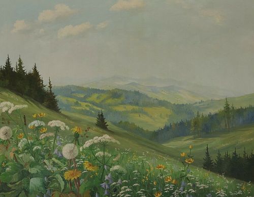 SUMMER MEADOW OIL PAINTING