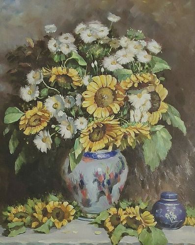 FLOWERS IN A VASE OIL PAINTING