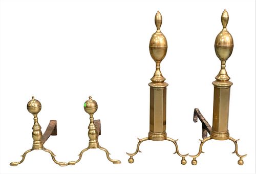 Two Pairs of Federal Brass Andirons