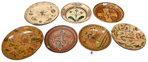 Seven Greg Shooner Redware Pottery Pieces