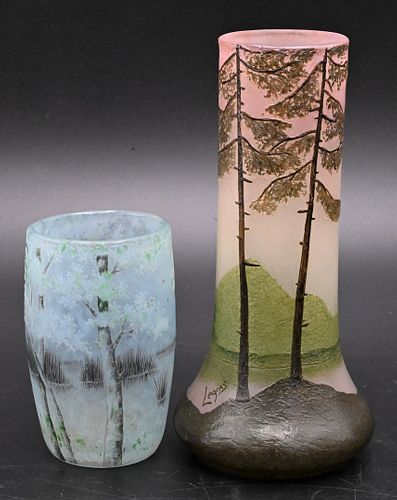 Two Art Glass Daum Nancy Vases