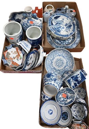 Three Tray Lots of Chinese Blue And White Porcelain