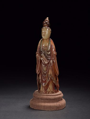 A Carved Shousan Guanyin Figurine