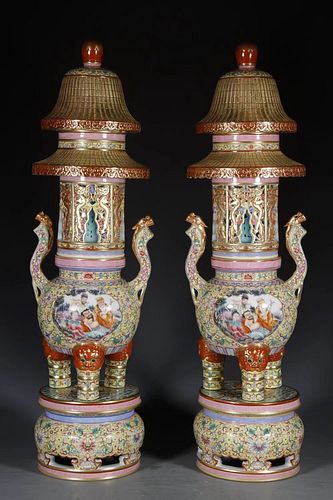 A Pair of Porcelain Incense Diffusers