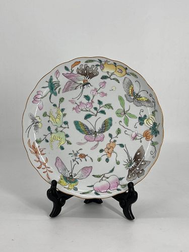 Famille rose butterfly plate