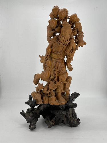 Carved wood figure of immortal