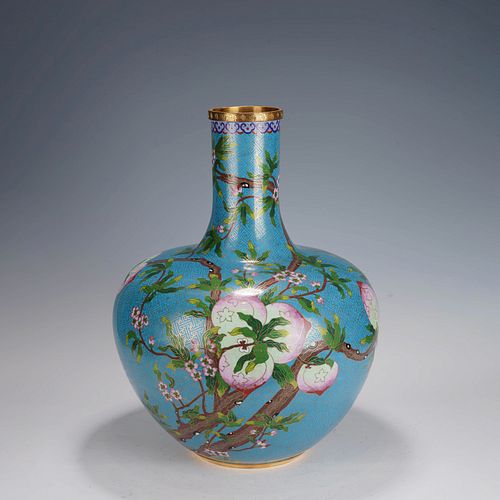Cloisonne  enamel 'PEACH' Tianqiu vase, Early 20th C