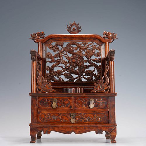Huanghuali dragon pattern  chinese mirror rack , Qing Dynasty
