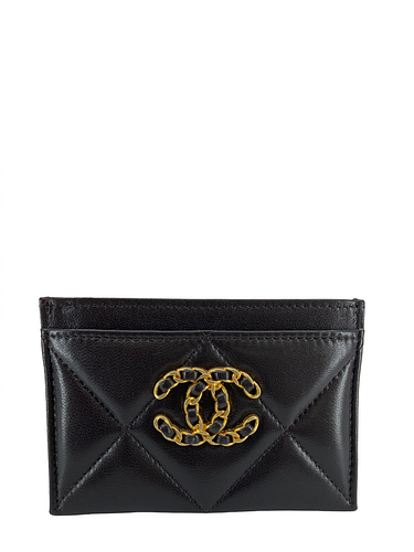 CHANEL Lambskin Quilted Chanel 19 Card Holder