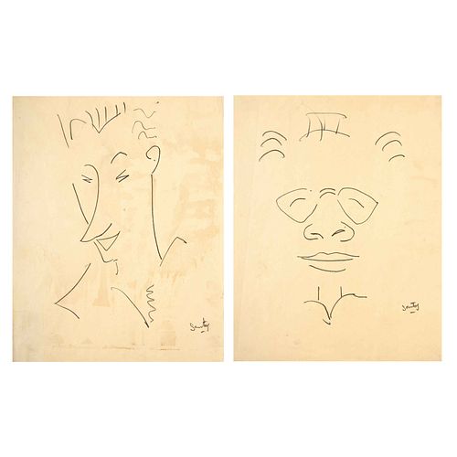 SANTOS BALMORI, a) Retrato de Jan Hoowij b) Sin título, Firmados, Carboncillo sobre papel, 27.3 x 21.5 cm cada uno, Piezas: 2