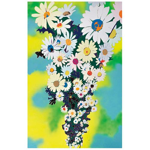 FERNANDA BRUNET, Nube de flores, Firmado y fechado 2007 al reverso, Acrílico sobre tela, 170 x 110 cm, Con copia de certificado