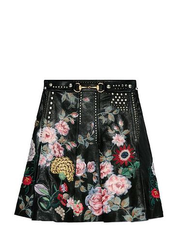 Gucci Hand-Painted Leather Skirt Size 42 NEW
