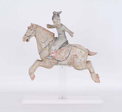 Tang Dynasty, Rare Female Polo Player on Horseback