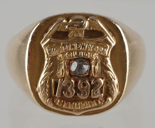 NYPD 14k Gold & Diamond Retirement Ring