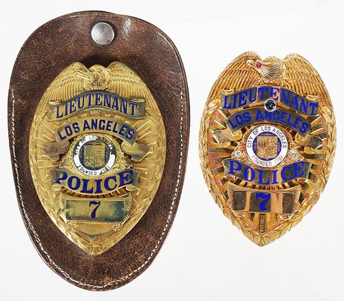 1925 LAPD Badge #7 plus 14k Gold Retirement Shield