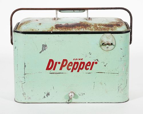 Vintage DR PEPPER Green Picnic Cooler