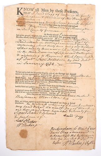 1774 Exeter New Hampshire Land Deed