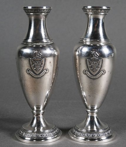 Pair Sterling Silver Cabinet Vases