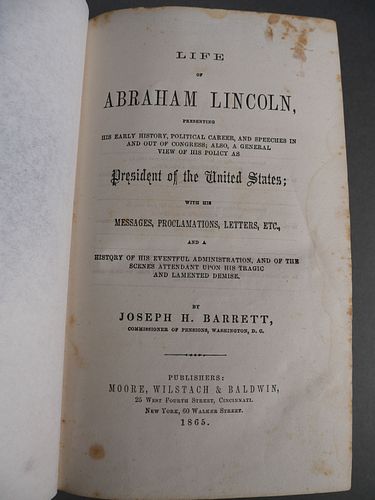 Book: LIFE OF LINCOLN (1865) by Barrett